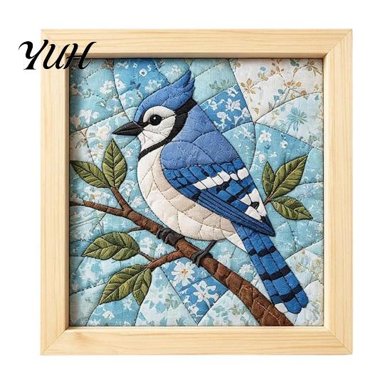 Textile Crafting Supplies DIY Fabric Art Kit, Handmade No-Sew Mosaic Wall Craft with Creative Home Frame, Beginner Friendly Cute Animals Layered