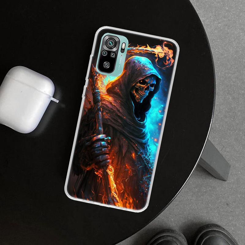 Чехол-накладка с рисунком Череп Жнеца Скелет Пистолет для Xiaomi Redmi Note 15 14 13 12 11 Pro Plus 14S 12S 11S 11T 11E 10S 10 Индивидуальный F