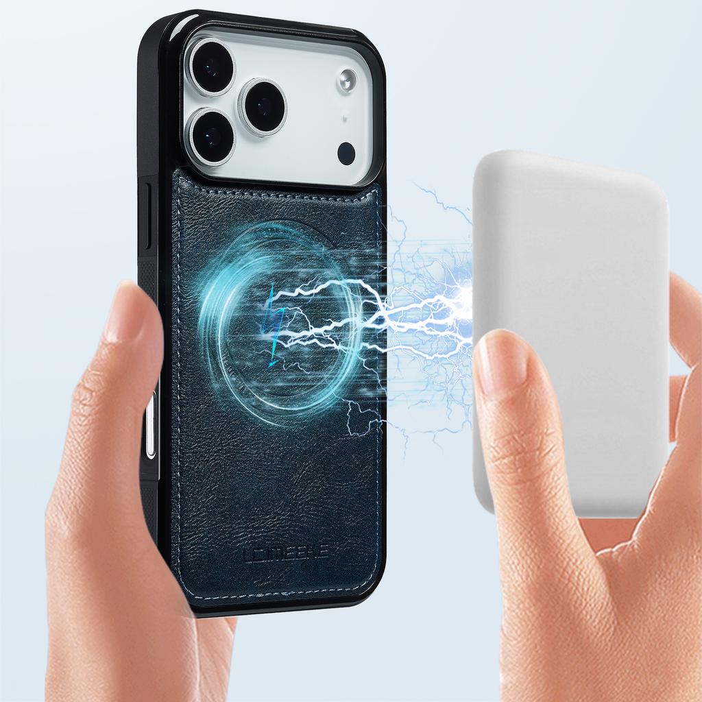 LC.IMEEKE Для iPhone 17 Pro Max Магнитный чехол Совместимый с MagSafe Кожа+ТПУ Задняя крышка