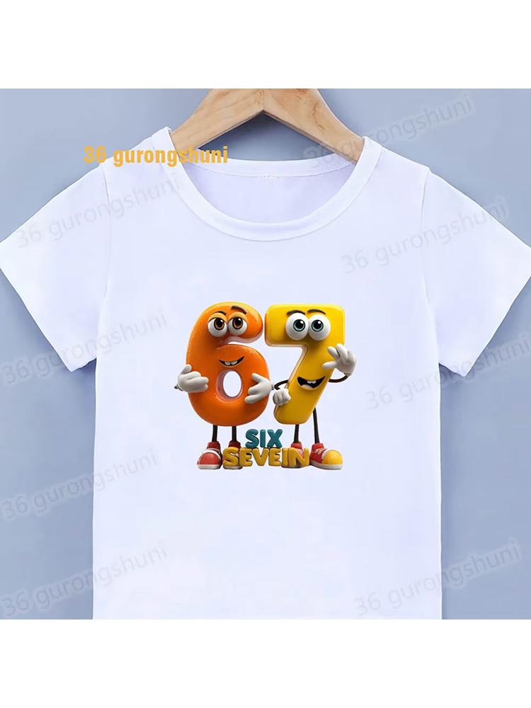 Kids Building Block Monster 67 Graphic TShirt Soft Cotton Game Wear for Boys Girlsdf0140