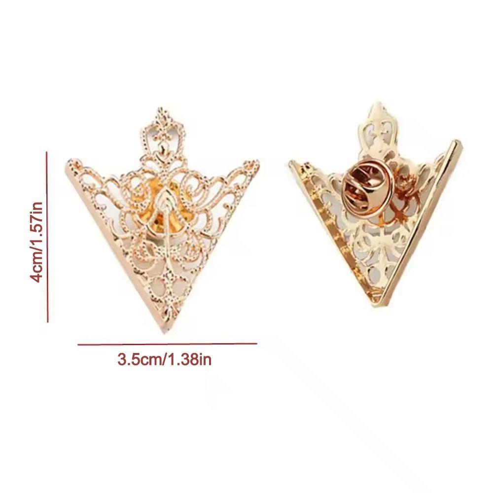 Hollowed Out Triangle Shirt Collar Pin Clothes Decorative Pin  For Business Ceremony Banquet