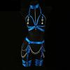 Blue/Pink/Red Hollow Body Harness Belt Adjustable Sexy Lingerie Set Women Bondage Body Cage Harness Nipple Clitoral Stimulation