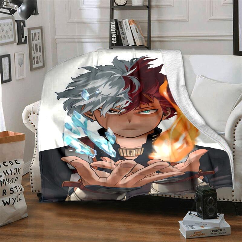 Todoroki Flannel Blanket Soft Warm All-Season Throw, Design for Camping, Car Travel, Hiking Sofa, Bed, Office Perfect Gift for Parties