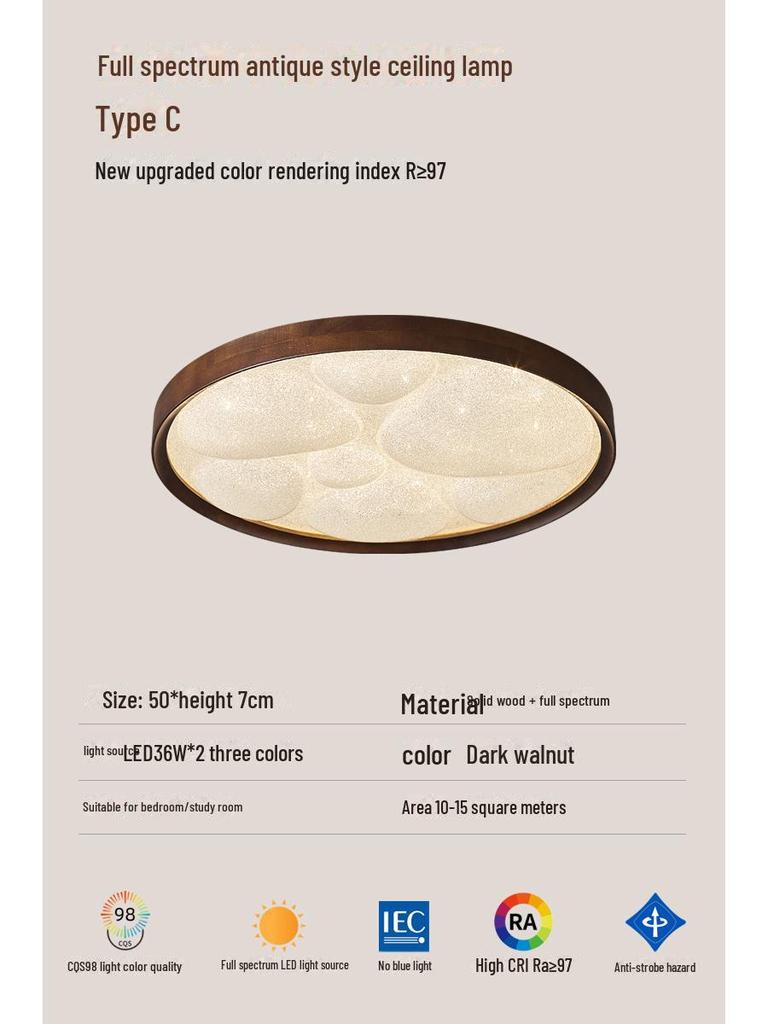 Современный средневековый потолочный светильник из цельного дерева: Черный орех для гостиной, столовой, спальни или кабинета