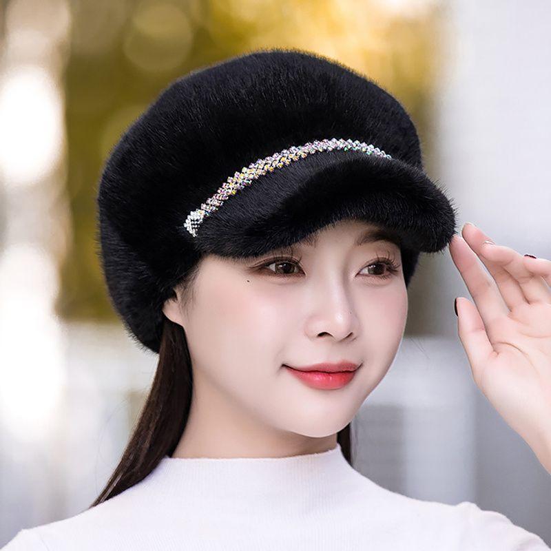 Шапка женская зимняя имитация норки мех шапка бере модная теплая протектор ушей восьмиугольная шапка