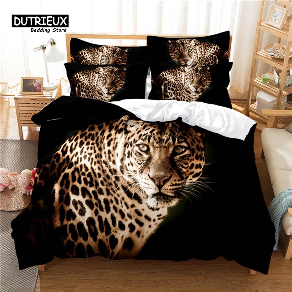 3pcs Duvet Cover Set, Agile Leopard Bedding Set, Soft Comfortable Breathable Duvet Cover, For Bedroom Guest Room Decor