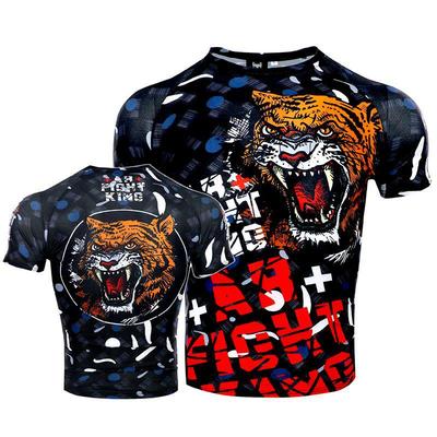 Спортивная футболка с коротким рукавом MMA, быстросохнущая: Бразильское джиу-джитсу, Муай-тай, Бокс, UFC – Эластичная посадка, Дизайн с тигром, Готов к лету.