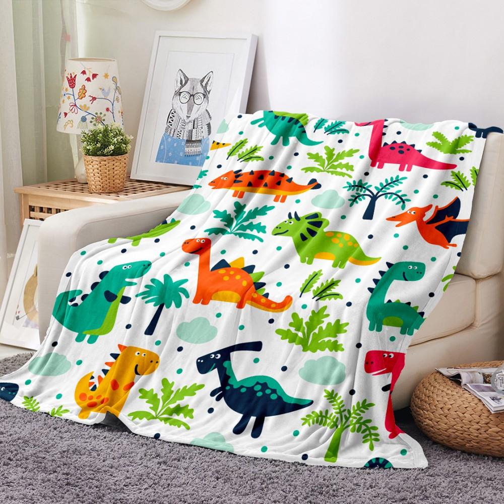 Cartoon Dinosaur Throw Blanket Soft Flannel Blanket for Chair Travelling Camping Kids Adults Bed Couch Cover Winter Nap Blanket