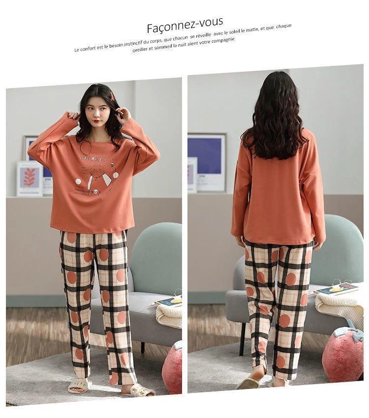 Women's Cartoon Long Sleeve Pajamas - Cute & Comfy Korean Style for Spring & Autumn - Plus Size Available