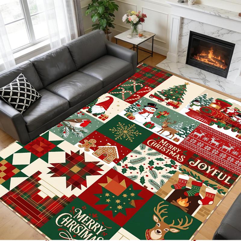 Christmas Printed Square Area Rug Soft Non Slip Floor Carpet For Bedroom Holiday Gift