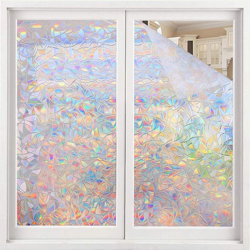 3D Rainbow Reflective Window Film Decorative Privacy Static Clings Glass Sticker