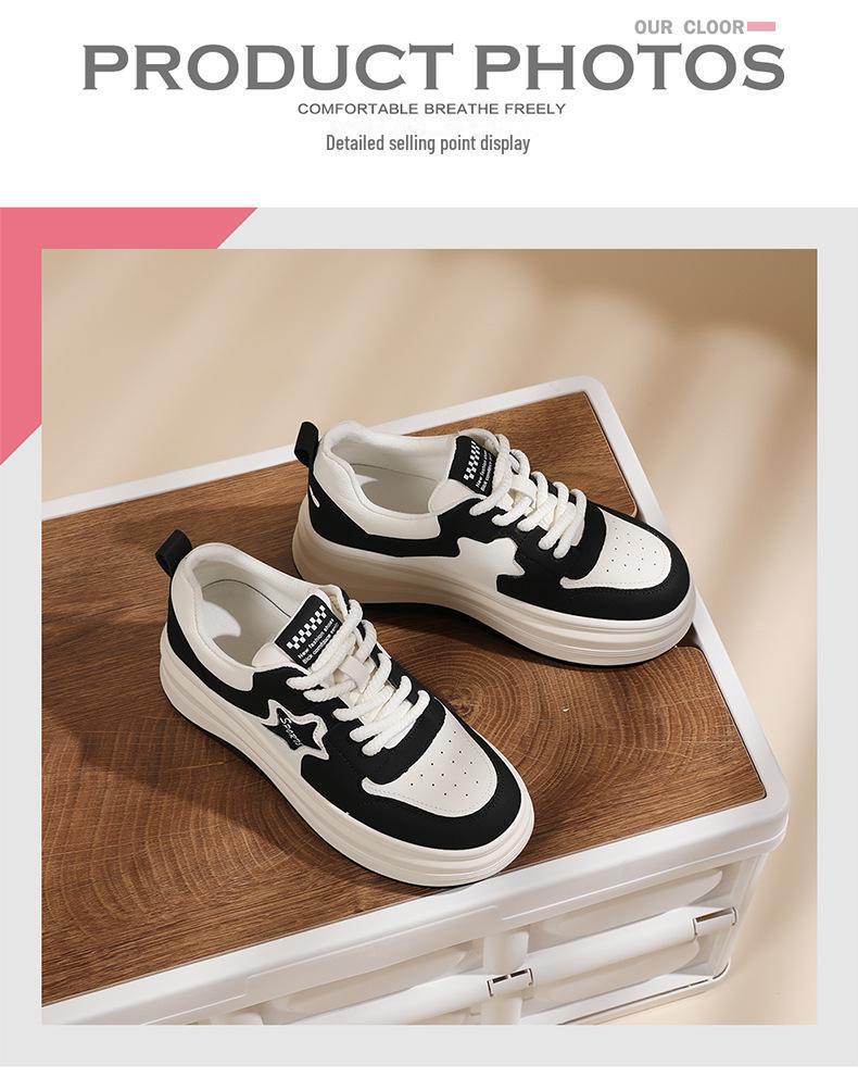Женские кроссовки на платформе из натуральной кожи - Нескользящие, Легкие, Повседневные, Универсальные, Белые для весны и осени 2024.