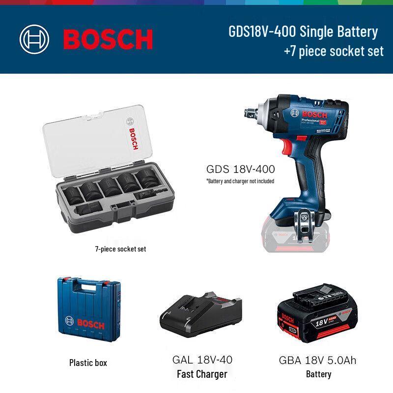 Bosch GDS 18V-400 Cordless Impact Wrench CN plug (adapter included)