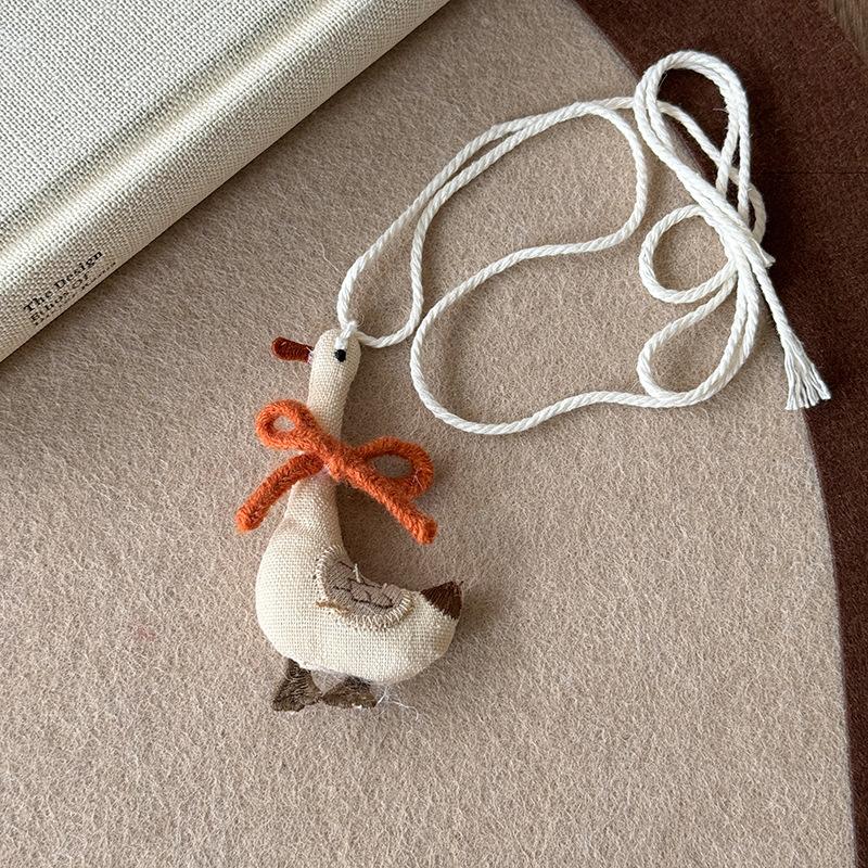 Хлопковый гусиный бант, вязаное шерстяное ожерелье, корейская милая простая цепочка для свитера, универсальное милое ожерелье для通勤