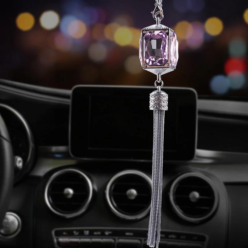 Роскошный хрустальный автомобильный зеркальный кулон, подвесное украшение, украшение для автостиля, автомобильные аксессуары для интерьера для женщин и девочек
