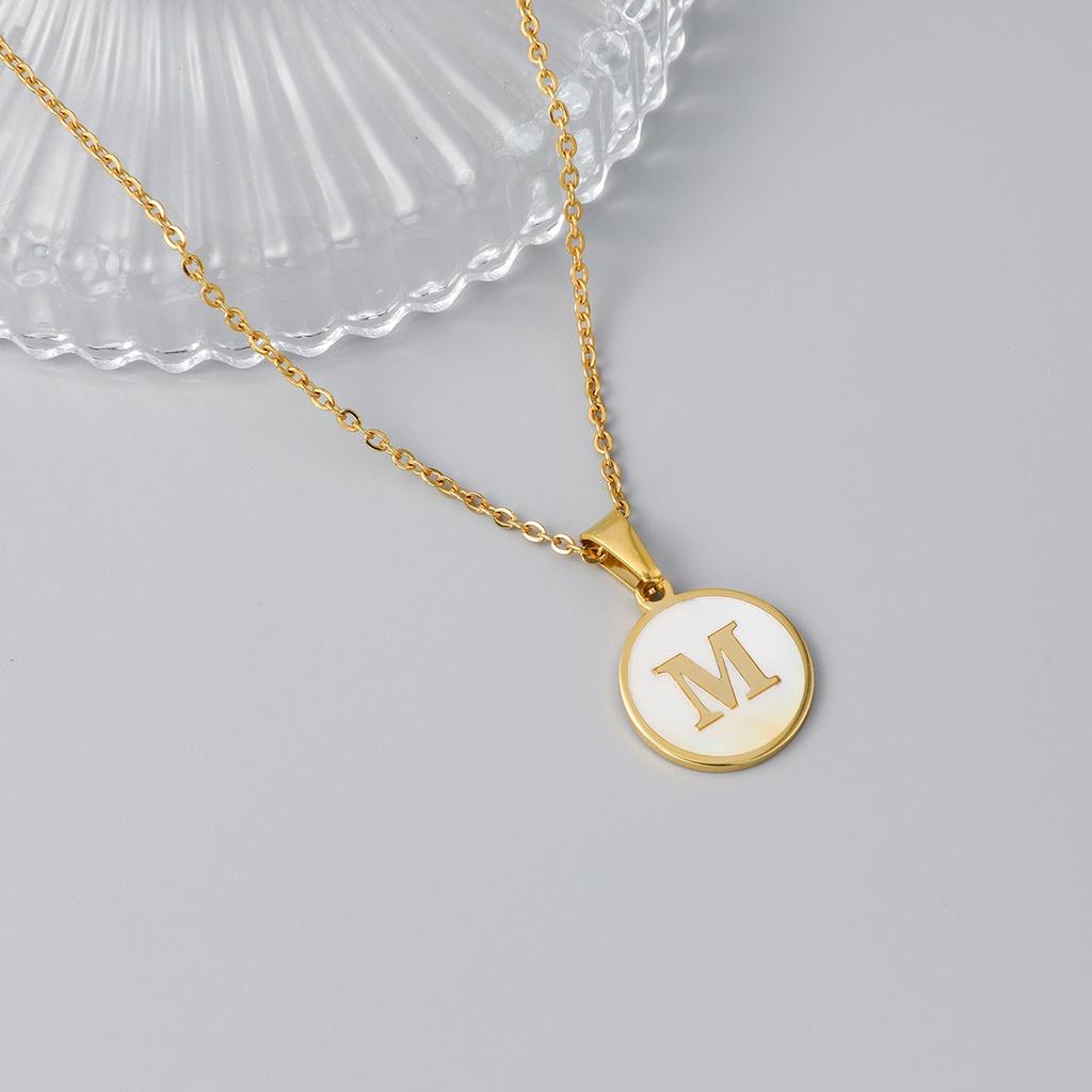 Модное ожерелье с буквой из нержавеющей стали, круглая подвеска из титановой стали с буквами английского алфавита для женщин