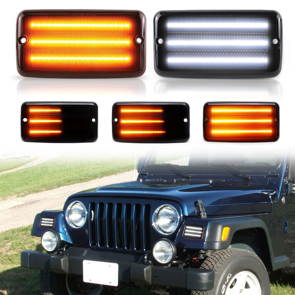 New 2Pcs Repeat Blinker Front Bumper Side Marker Turn Signal Light DRL Lamp for for TJ 1997-2006 #CH2550120