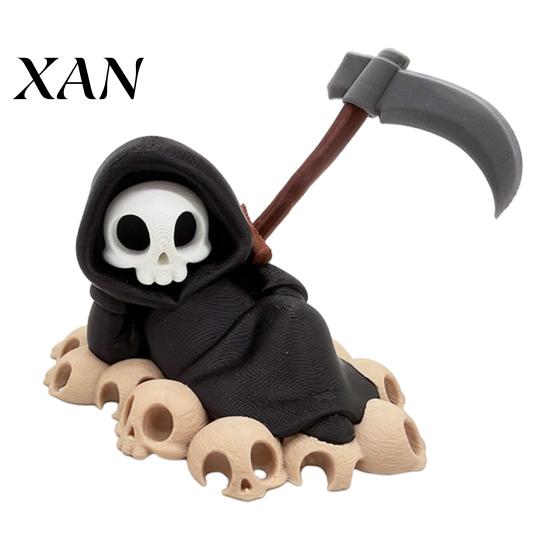 Gothic Home Decor Mini Grim Reaper Statue, 3D Printed Halloween Skull Artistic Statue Figurine for Tabletop, Desk, Shelf