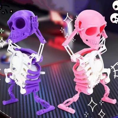 Детская заводная танцующая игрушка-скелет, не требующая батареек, 3D-печать, трясущаяся кукла-череп, пружинная заводная игрушка, настольный декор, подарок на день рождения для детей и взрослых
