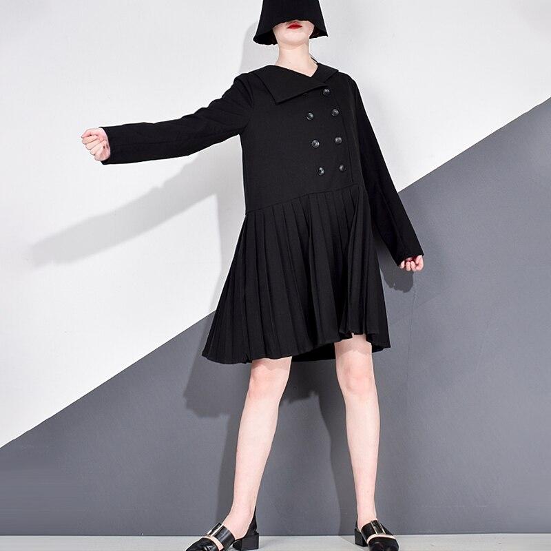 Xitao Драпированное повседневное платье женское асимметричное с длинным рукавом GCC4037