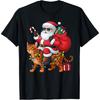 Бенгальская кошка Рождественское освещение Санта верхом на бенгальской кошке Рождественская футболка