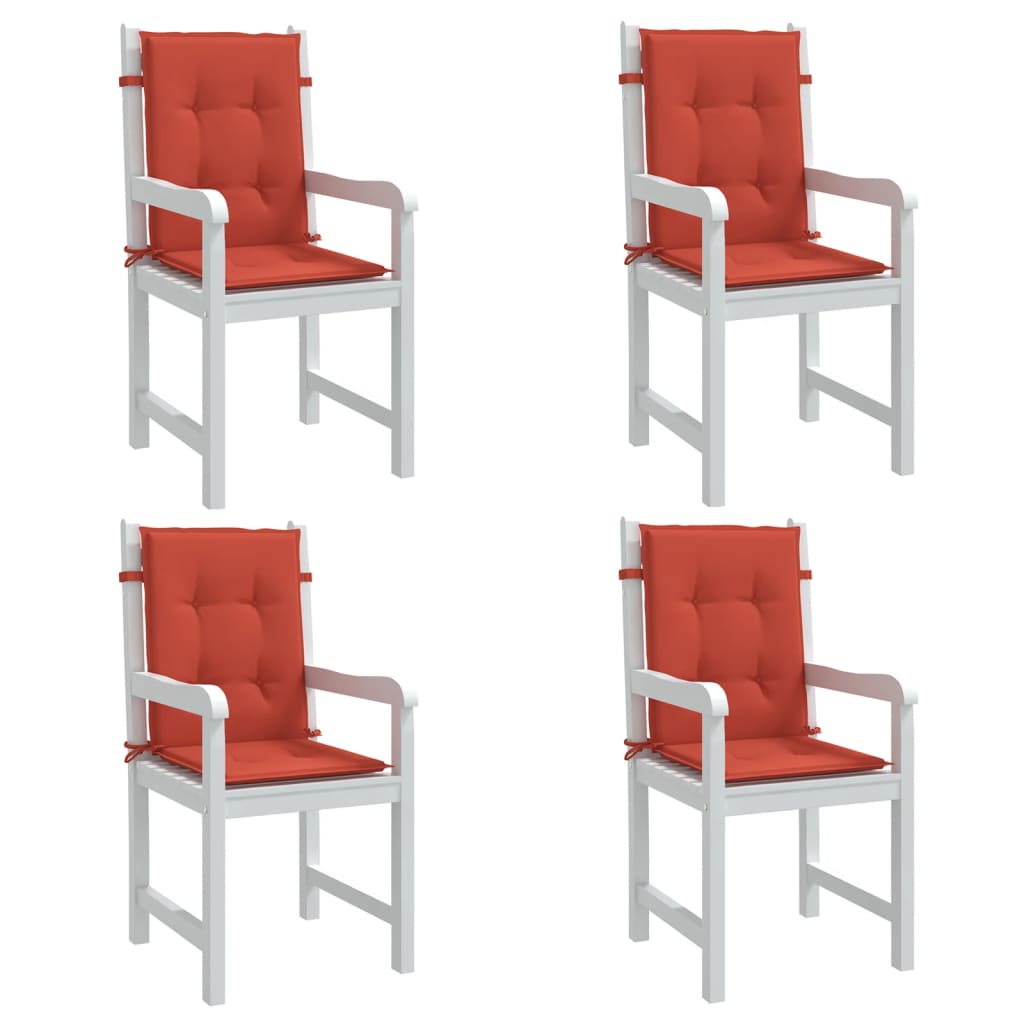 Low Backrest Cushions 4 Pcs. Melange Red 100x50x4 cm Fabric