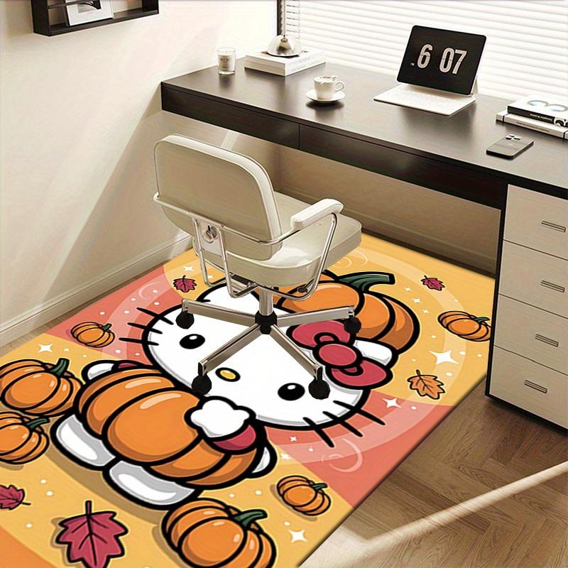Office Rug Hello Kitty, Pumpkin Anti-Slip Rug, Machine Washable for Living Room, Bedroom, Office, Multiple Sizes, Bedroom Mat, Decorative Mat, Durable