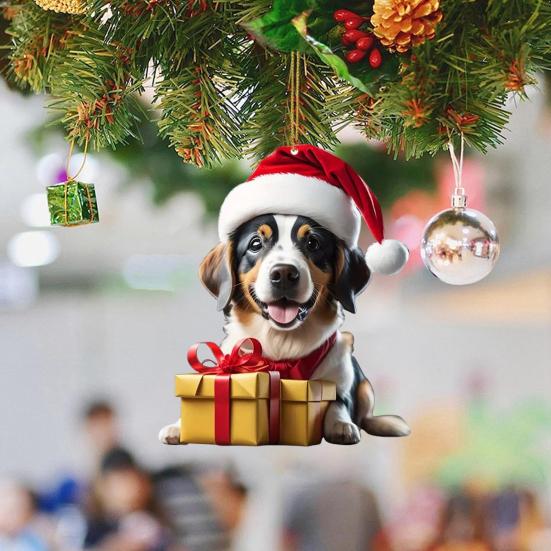 Рождественский орнамент Яркий цвет Легко повесить Милая собака Автомобиль Подвесной кулон Рождественская елка Акриловый кулон