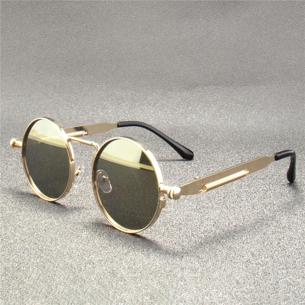 3PCS Vintage Punk Style Sunglasses Men Retro Round Metal Frame Women Sun Glasses Fashion Eyewear Mujer