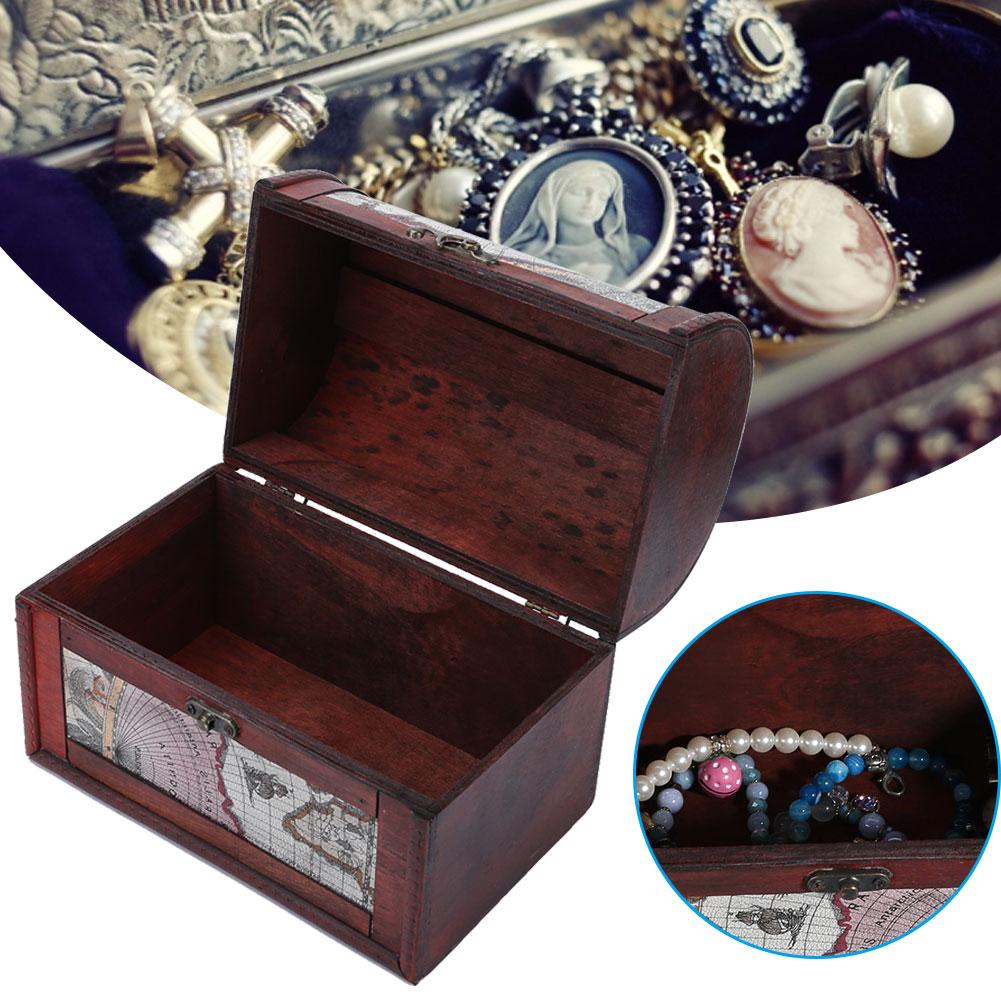 Винтажная шкатулка для украшений Шкатулка-органайзер для колец, серег, кулонов, ожерелийКарта
