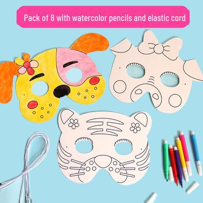 Животные Мультфильмы DIY Пустые Маски для Детей Раскрашивание и Рисование