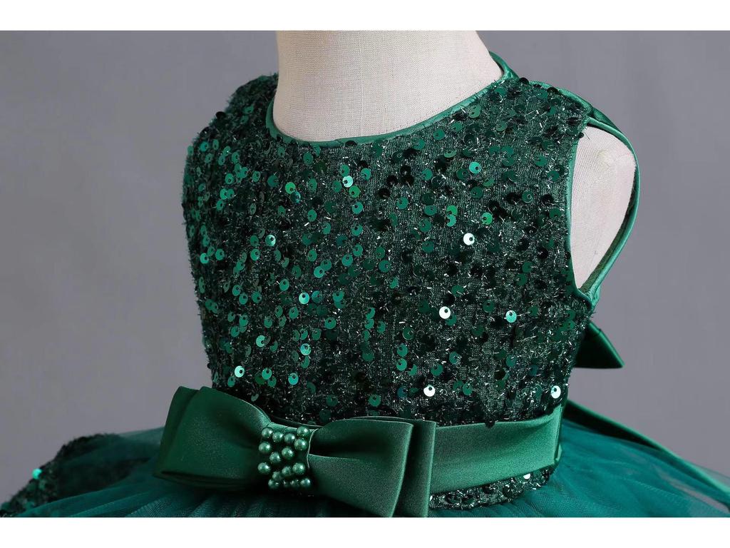 Красное платье принцессы с пайетками для девочек - Наряд для дня рождения, банкета и выступления