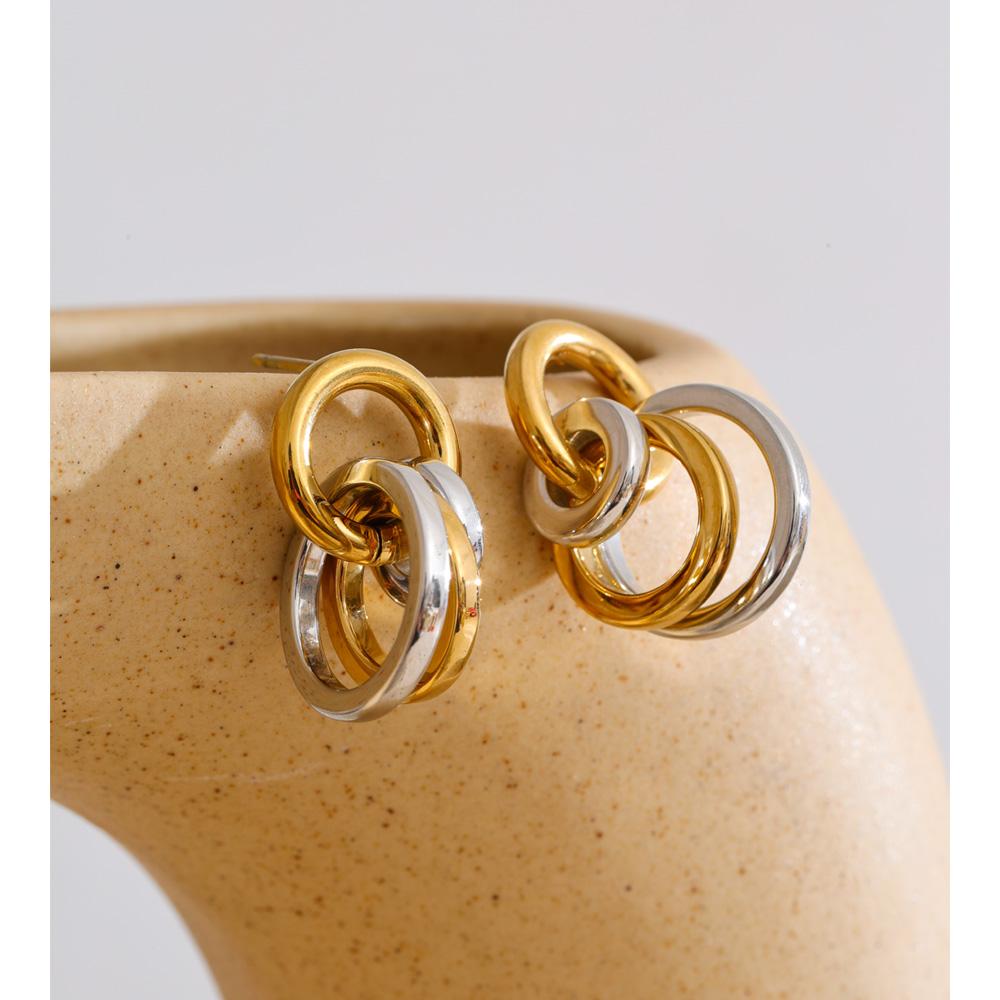 Yhpup New Stainless Steel Multi Circle Round Drop Earrings 2025 Waterproof Daily Recommend Fashion Attractive Women Jewelry Gift