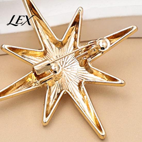 Elegant Star Pin Alloy Eight-pointed Brooch Pin, Shape Decorative Jewelry, Vintage Clothing Accessory for Suits Coats Scarves Shawls Bags Metal