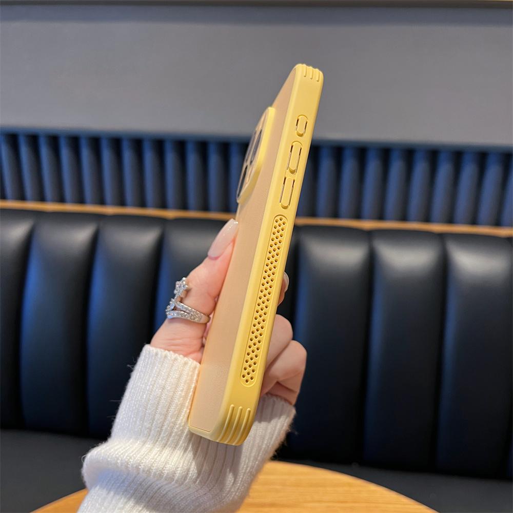 Роскошный кожаный охлаждающий чехол для телефона с узором личи для iPhone 15 14 13 12 Pro Max, защита объектива, рассеивающая тепло крышка