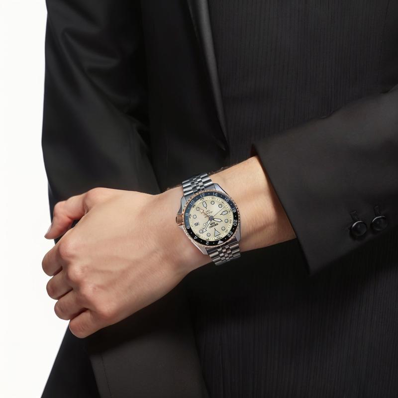 Seiko Нет. 5 серия 100 метров водонепроницаемые модные простой стиль Автоматические стальной ремешок 42,5 мм мужские часы желтый циферблат SSK046K1