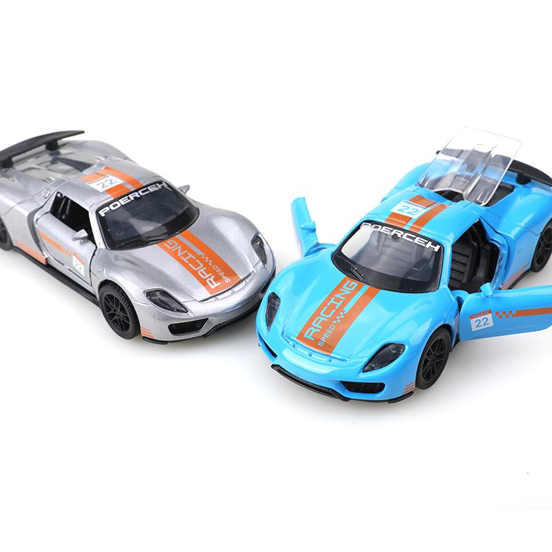 AABKN1 (bagged)1:36 Alloy Car Model Simulation 918 Porsche Racing Car Vehicle Pull Back Car Ornaments Collection Toys For Boy Children