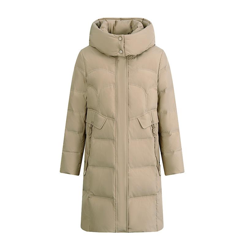 White duck down jacket women's medium and long winter new middle-aged mother clothing thickened loose hooded jacket