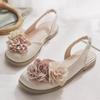Цветочные женские сандалии на плоской подошве Летние тапочки Платье Элегантный тренд Мелкие повседневные туфли с открытой пяткой Пляжные женские туфли Сапатос Богемный