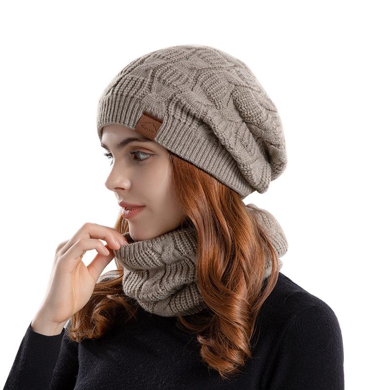 Осень-зима уличная теплая шерстяная шапка лыжная шапка шарф комплект мужские шапочки Skullies женские вязаная шапка бархатная утолщенная шапка Балаклава