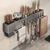 Современная настенная подставка для ножей с держателем для кухонных принадлежностей, кухонный органайзер из углеродистой стали и пластика, не требующая сверления подставка для хранения столовых приборов и разделочных досок