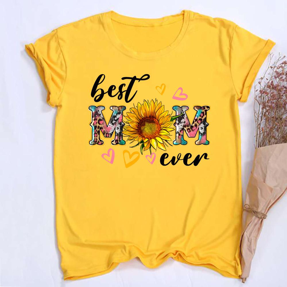 1pc Blessed Mom Best Mom Ever Letter TShirts Great Mothers Day Gift Round Neck Casual Short Sleeve Women Clothes