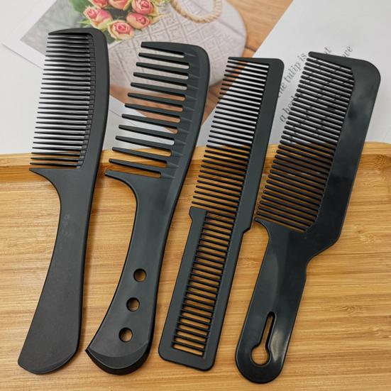 Hairdressing Comb Non-slip User-friendly Carbon Fiber Wide Teeth Lifespan Beauty Anti-fade Long Accessory Nylon Black Comb