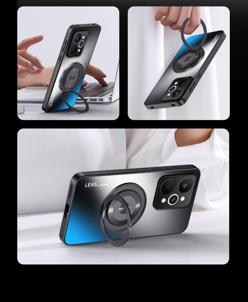 Для Realme P4 Power Чехлы Магнитное Кольцо-Подставка Матовый Жесткий Чехол для Телефона Для Oppo Realme P4 Power Защитная Задняя Крышка Бампер с Защитой Камеры