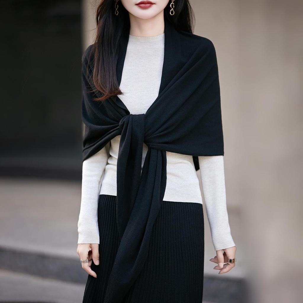 Elegant Knit Scarf Sweater: Women's Korean Style Warm Triangle Shawl for Autumn/Winter