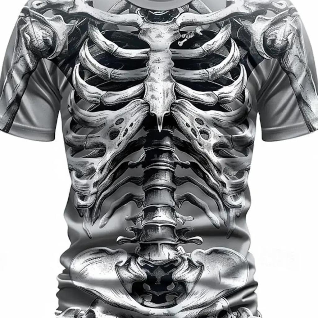 Повседневные футболки с 3D принтом и крутыми черепами и скелетом, мужские футболки в уличном стиле, рубашки с круглым вырезом и короткими рукавами, летняя классическая одежда
