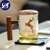 Креативная стеклянная чашка для разделения чая, керамическая чашка с фильтром, крышкой и деревянной ручкой, большая емкость, офисная кофейная кружка, посуда для напитков