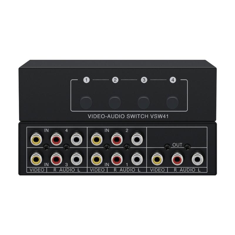 4Input AV Selector Box AV Switcher With Push Button Control Universal Compatibility For Home Studio AV Devices Setup