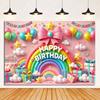 Party Decorative Background with Cartoon Rainbow Theme, Colored Balloon Background Screen, Children's Photography Supplies, Banners and Accessories
