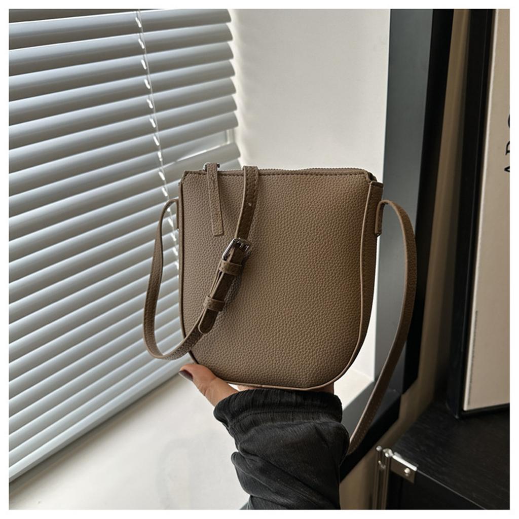 Pattern Shoulder Bag New Zipper Solid Color Crossbody Bag Genuine Leather Phone Bag Ladies New